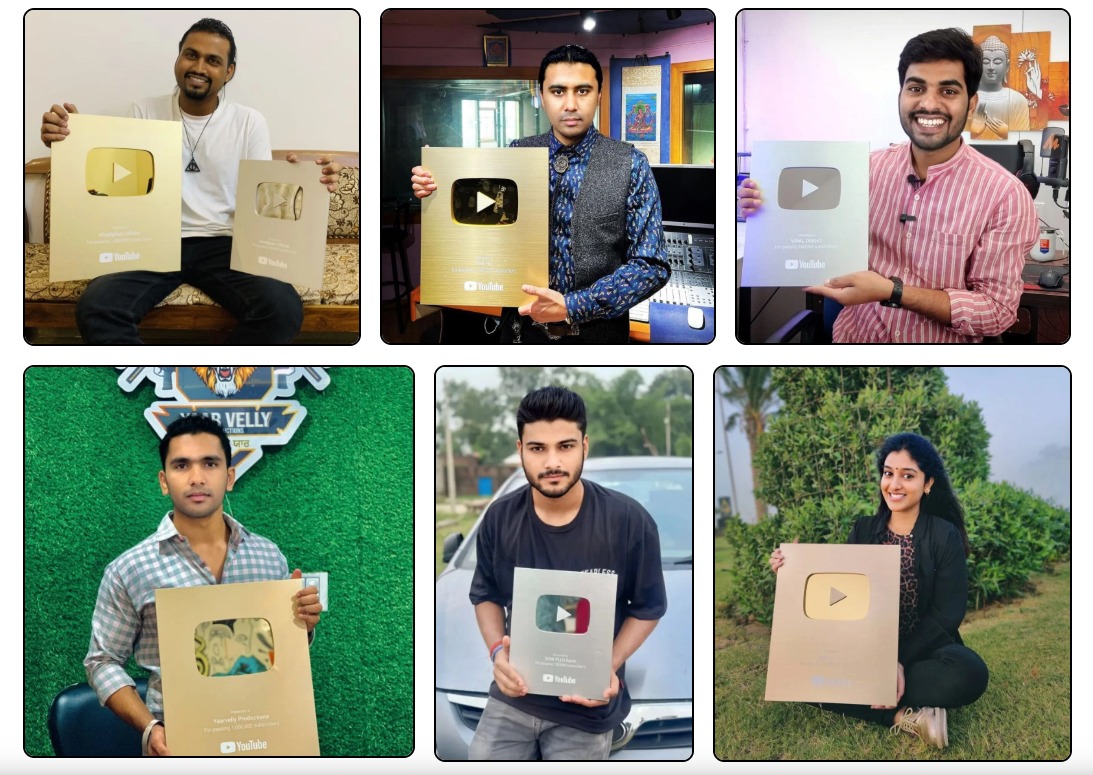 YouTube प्ले बटन अवार्ड के साथ क्रिएटर
